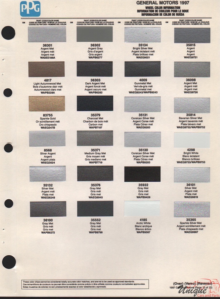 1997 General Motors Paint Charts PPG 15